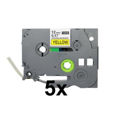 Imagem de Kit 5 Fitas Strong Compatível Brother Tze S631 Amarela 12mm - no-brand