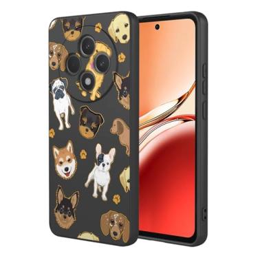 Imagem de HTXWXJC Capa de telefone para Oppo Reno12 F, capa Oppo Reno12 FS à prova de choque flexível amortecedor TPU capa macia padrão cão capa de telefone para Oppo Reno12 F cão preto