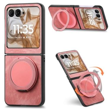 Imagem de Omio Capa para Motorola Moto Razr 50/60 com suporte compatível com MagSafe, proteção contra quedas militar à prova de choque, capa protetora magnética fina de policarbonato para homens, mulheres e