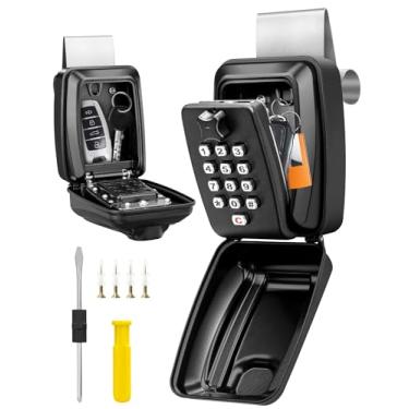 Imagem de TEUEN Caixa de bloqueio de janela de carro para Turo, caixa de bloqueio portátil para chave de carro, cofre de chave de combinação de botão de perfuração, cofre de segurança resistente à prova d'água