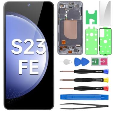 Imagem de BESJMYT Para Samsung Galaxy S23 FE AMOLED Screen Replacement OLED Display Touch Digitalizador Montagem completa com moldura de grafite e botão lateral Kit de ferramentas de reparo de vidro SM-S711U1