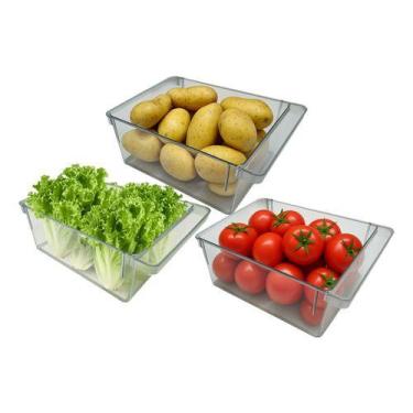 Imagem de Kit 03 Organizadores 4l Geladeira Armário Verduras Frutas - Plasnortho