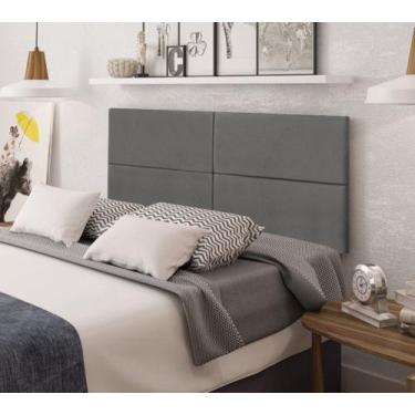 Imagem de Cabeceira Casal com 4 detalhes Suspensa Moderna - 140 CM - Cinza mater