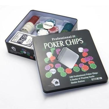 Imagem de Kit De Poker Profissional 100 Fichas E 104 Cartas