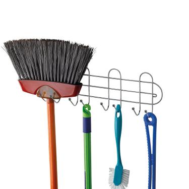 Imagem de Porta Vassouras em Metal Cromado com Esferas Arthi 8 Ganchos