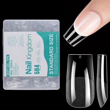 Imagem de Kit de pontas de unhas falsas BlueZoo Sturdy Soft Gel, 504 unidades, transparente