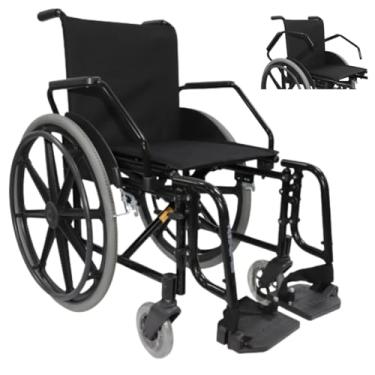Imagem de Cadeira de Rodas Dobrável Aço Carbono 48 cm 120 kg Preto SL Plus - Jaguaribe