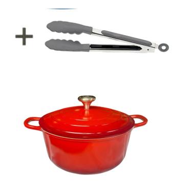 Imagem de Panela Caçarola Vermelha Cerâmica 20cm 2,7litros 4mm Chef Florença