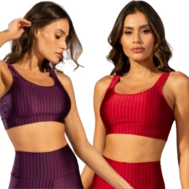 Imagem de KIT 2 Top de Academia New Zig 3D Serra e Mar Roupa de Treino Alta compressão Moda Fitnees Feminina-Feminino