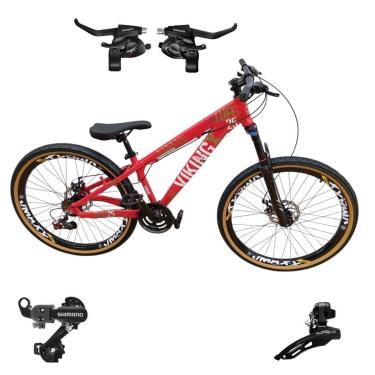 Imagem de Bicicleta 26 VikingX T25 21v Cambios Shimanos e Trocador  Pneu Aro 26 Balão Faixa Amarela-Unissex