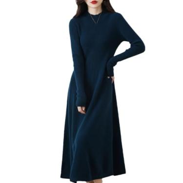Imagem de Vestidos De Suéter Femininos Linha De Inverno Malha Meia Gola Alta Vestidos De Malha Suave Para Mulheres Vestido De Inverno, Black, M