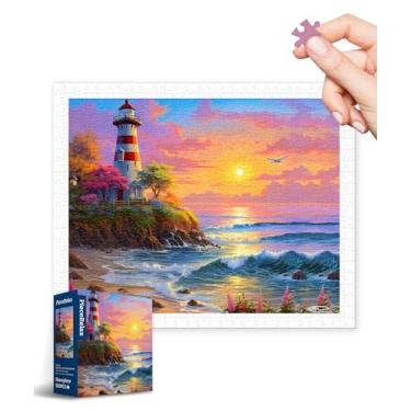 Imagem de PieceRelax Quebra-Cabeças De Plástico Para Adultos, 500 Peças - Farol Stewart Em Uma Ilha Tropical, Os Jogos Mesa E Presentes Mais Satisfatórios, Sem Necessidade Tapete Quebra-Cabeça [H3521]