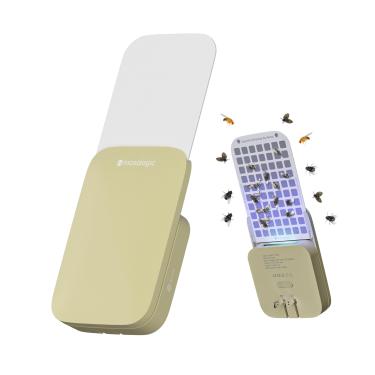 Imagem de Mosalogic Armadilha de insetos para moscas de frutas plug-in matador de mosquitos caçador de mariposas apanhador de moscas atrativo UV para 400 metros quadrados de proteção amarelo - 1 unidade