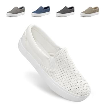 Imagem de JENN ARDOR Tênis feminino sem cadarço perfurado, confortável, para caminhada, tênis moderno, Branco 06, 10