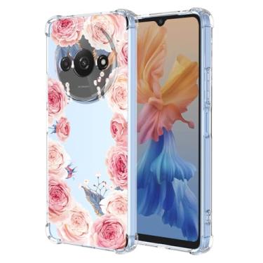 Imagem de RRXSYXL Capa para Xiaomi Poco C61, Capa Redmi A3 4G com estampa floral transparente, capa macia à prova de choque para Xiaomi Poco C61, Redmi A3 4G, rosa floral