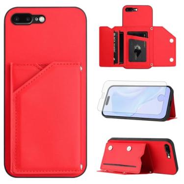 Imagem de Asuwish Capa de telefone para iPhone 7plus 8plus 7/8 Plus capa carteira com protetor de tela suporte suporte para cartão alça transversal cordão de couro celular i Phone7s 7s + 7+ 8s 8+ telefones 8 7p