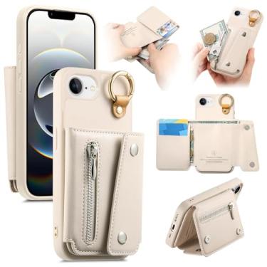 Imagem de Asuwish Capa de celular para iPhone 16e/SE 2025/SE 4 carteira com suporte com zíper bolsa porta-cartão de crédito slot i Phone16e i16e 16 e SE4 4ª geração 16eCase mulheres homens meninas branco