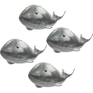 Imagem de Big Whale Balloon Under The Sea Beach Decoration Blue Ocean Supplies For Birthday Baby Shower Wedding, 4 Pack Gray Whale Balloons Cute Zoo Animal Shaped Balloons Cartoon Sea World Fish Party Supplies