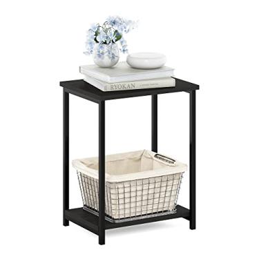 Imagem de Furinno Mesa de canto com armação de metal industrial Simplista, pacote com 1, café expresso