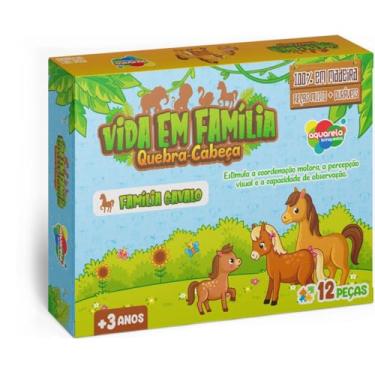 Imagem de Quebra-cabeça Madeira, Aquarela Brinquedos, Vida em Familia, Cavalo, 12 peças
