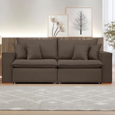 Imagem de Sofá 2 Lugares Barcelona Retrátil Veludo/Marrom - Celflex Colchoes