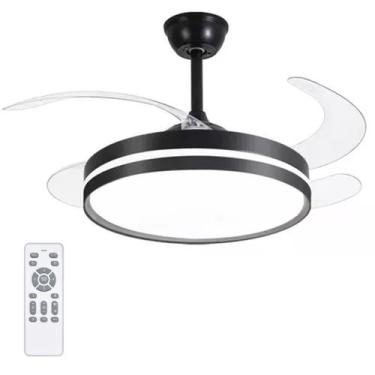 Imagem de Ventilador de Teto Grande Lampada Led 3 em 1 Pa Retratil Lustre Contro