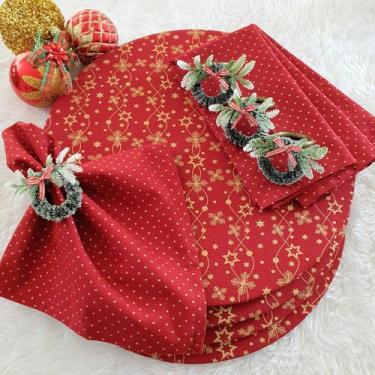 Imagem de Kit Mesa Posta Flor Estrelar Vermelho I  01 Capa + Guardanapo + Anel -