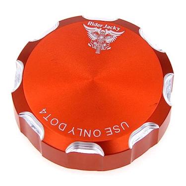 Imagem de Riderjacky Para Kawasaki VN1500 Vulcan 88 1987-1995, VN900 Vulcan 900 Classic 2006-2014, KZ1000 Police 1000 (P21-P22-P24) 2005 Tampa do reservatório de fluido do cilindro mestre do freio traseiro da motocicleta