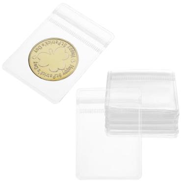 Imagem de 60 peças de capas para moedas para todas as moedas, porta-moedas individuais de plástico, protetores de moedas para colecionadores, coleção transparente, bolso de armazenamento, bolsas pequenas