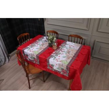 Imagem de Kit Toalha De Mesa Retangular Jacquard 3,00x1,50 (8 Lugares) + 2 Caminhos de Mesa (Decoração Natalina, Decorativa Para Natal) (NATAL CANDY)