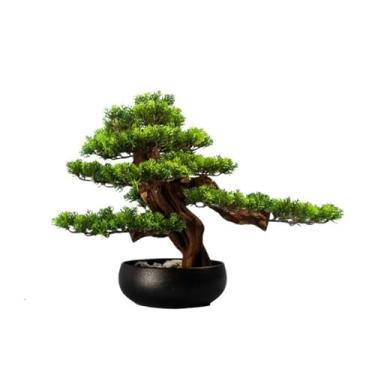 Imagem de Plantas artificiais bonsai artificial com vasos de cerâmica, decoração de sala de estar, plantas falsas, bonsai artificial
