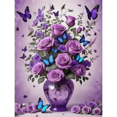 Imagem de Kits de ponto cruz com estampa de flores – Kits de ponto cruz contados de ponto cruz para iniciantes e adultos, padrões de flores, dimensões, bordados, artesanato e artesanato