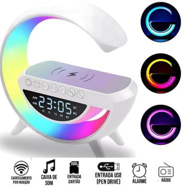Imagem de Luminária Design Moderno - Iluminação, Som Bluetooth e Carregador Sem 