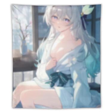 Imagem de LIEGBMEU Tapeçaria sexy de anime menina 127 x 152 cm arte de colcha de parede decoração de tapeçaria caprichosa AF141