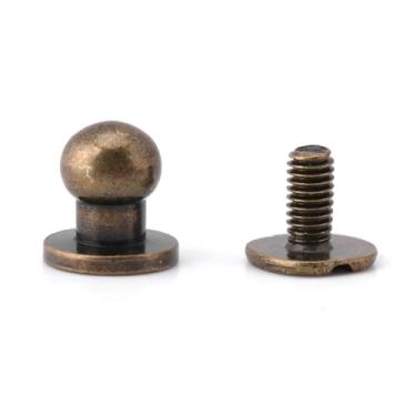 Imagem de Luqeeg 20 Peças Botão de Rebite com Prego, Bronze 8 * 6 MM Fácil de Instalar Cabeça Redonda Cobre Maciço Rebites de Couro Faça Você Mesmo, Kit de Reparo de Cinto para Cinto Bainha