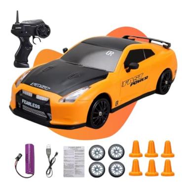 Imagem de Brinquedo Carrinho de Carro Drift 4x4 Corrida Com Controle Remoto Bateria Recarregável Criança Infantil Kizumba (Supra Laranja)