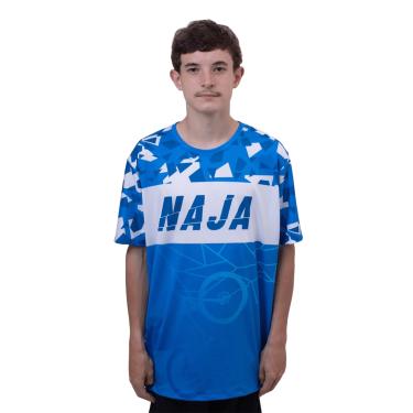 Imagem de Camiseta Masculina Hupi Naja Azul/branco, Cor: Azul/branco, Tamanho: Gg