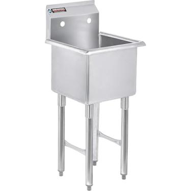 Imagem de DuraSteel Pia utilitária de aço inoxidável comercial 304 - Pia de cozinha independente de 38 cm - Estação de lavagem à mão NSF para pias de cozinha, ao ar livre, lavanderia, garagem, pequena cozinha