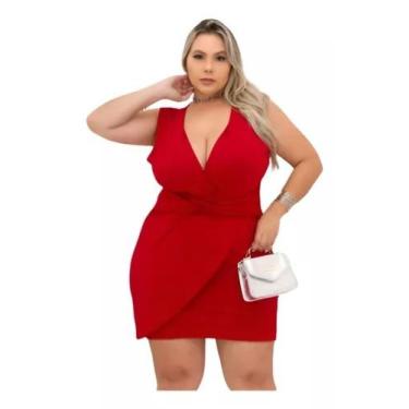 Imagem de Vestido Feminino Plus Size Decotado Vermelho - JOSY MODAS, Vermelho, G