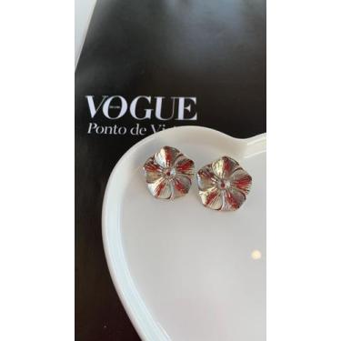 Imagem de Brincos folheados brincos de flor trabalhada a ouro e prata - Dondocas