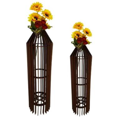 Imagem de Vaso de Chão Decorativo Grande MDF PENEDO - LENOBRE, Preto, Kit com 2 