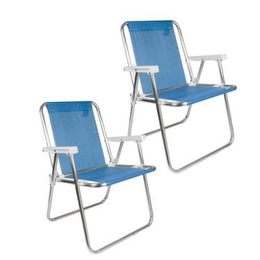 Imagem de Kit 2 Cadeira Alta Alumínio Sannet Praia Jardim Camping 110 Kg - Mor, 