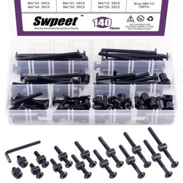 Imagem de Kit de parafusos de hardware de berço Swpeet 141 unidades pretas M6 co