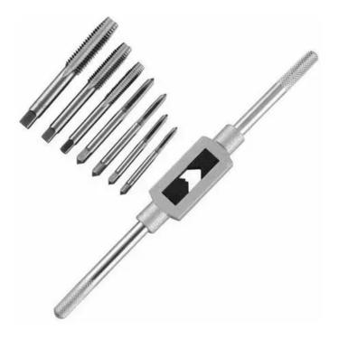 Imagem de Jogo Tarracha Cossinete Madeira Macho Aluminio Pente Abre Kit Rosca Completo 8 Peças