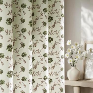 Imagem de Cortinas Beauoop Green Floral 100% Blackout 214x213cm 2 painéis