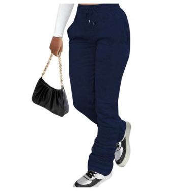 Imagem de Calça de moletom GORGLITTER Stacked Baggy Y2K com cordão azul para mul