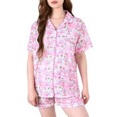 Imagem de Conjunto de pijamas Zelbuck femininos Y2k Preppy Monkey Beach Shorts