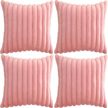 Imagem de Capa de travesseiro Bunliuys Velvet Faux Fur 18 x 18 polegadas rosa (p