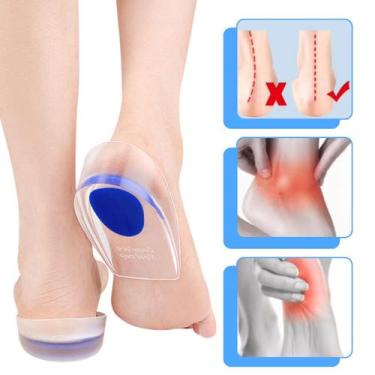 Imagem de Kit 2 Palmilha Ortopédica Silicone Gel Protetor Calcanhar Calcanheira 