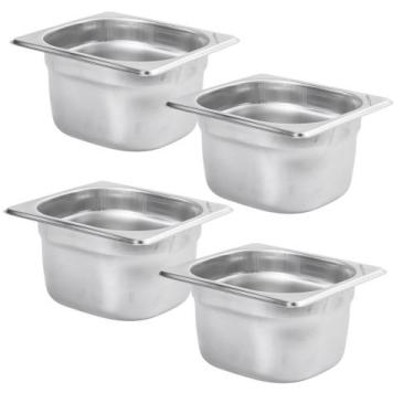 Imagem de Kit Quatro Cubas Gastronomica Padrão Gn 1/6 100mm Inox sem Alça Com ta